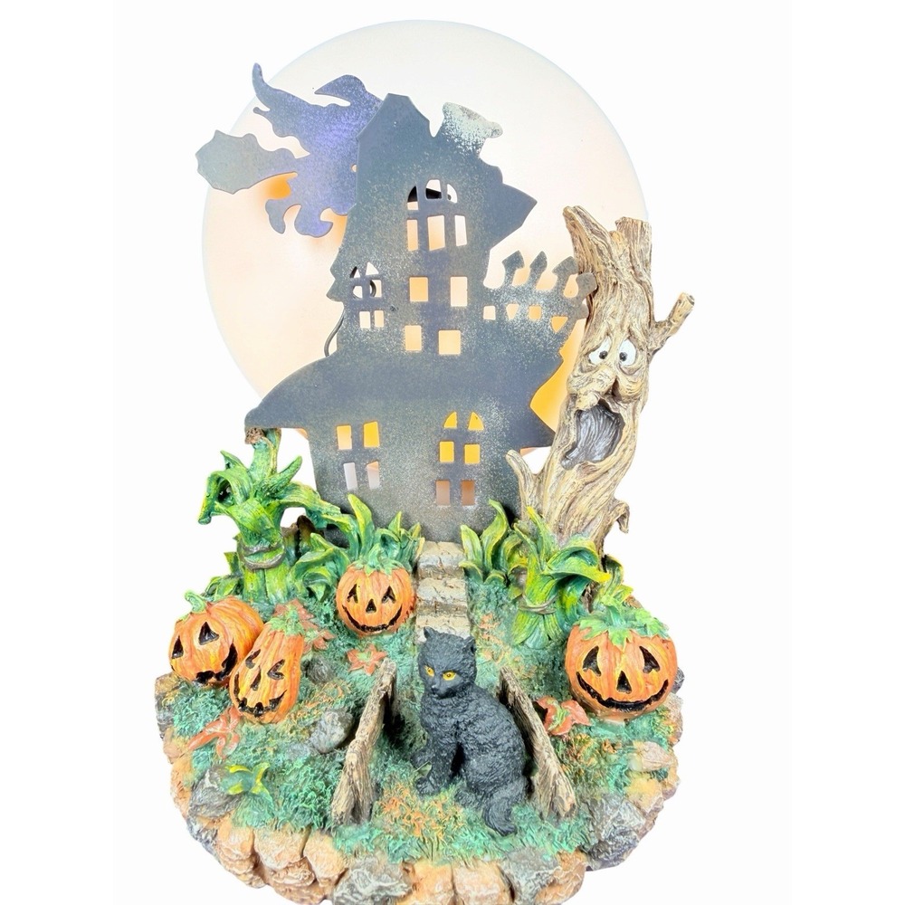 Halloween Shadow Caster Haunted House Black Cat Jack O Lantern Lighted Decor Box